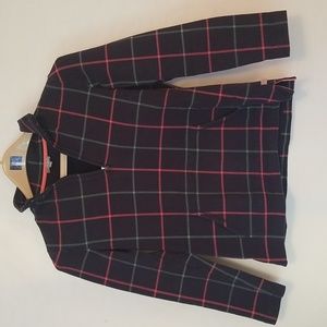 Talbots Black and Red Plaid Quarter Zip Sweatshirt